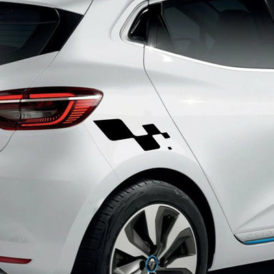 Autocollants Latéraux Renault Sport Damier Racing 32x14cm - vue de profil - Becquet Voiture