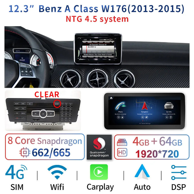 Android Head Unit 12.3'' Mercedes A-Class CLA GLA - fitted on vehicle 4 - Becquet Voiture