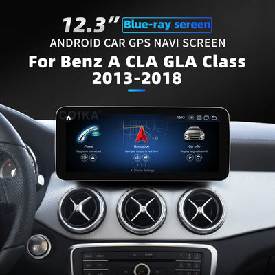 Autoradio Android 12.3'' Mercedes Classe A CLA GLA - vue de face 2 - Becquet Voiture