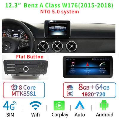 Autoradio Android 12.3'' Mercedes Classe A CLA GLA - vue de face 4 - Becquet Voiture