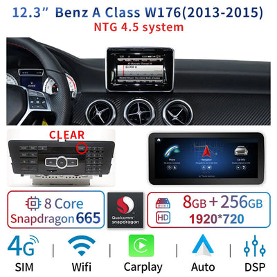 Autoradio Android 12.3'' Mercedes Classe A CLA GLA - vue de profil 4 - Becquet Voiture