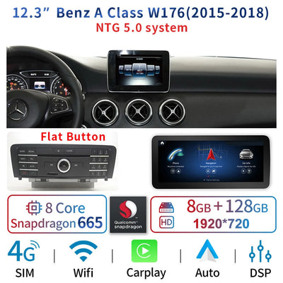 Autoradio Android 12.3'' Mercedes Classe A CLA GLA - vue de trois-quarts 4 - Becquet Voiture