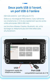 Autoradio Android Auto Apple CarPlay VW Passat 2005 2013 Écran 7 Pouces - détail du montage - Becquet Voiture
