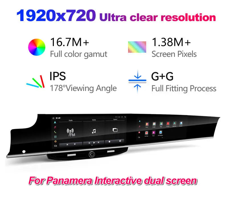 Android Dual-Screen Car Stereo for Porsche Panamera 970 - front view 2 - Becquet Voiture
