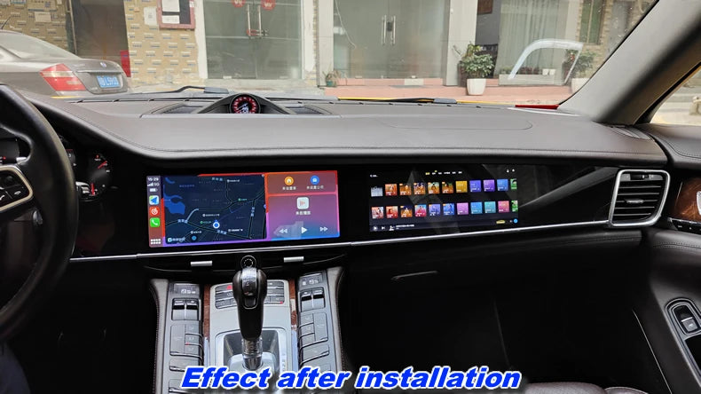 Android Dual-Screen Car Stereo for Porsche Panamera 970 - close-up view - Becquet Voiture