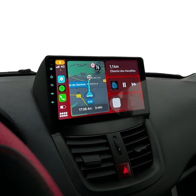 Autoradio Apple CarPlay Android Auto Sans Fil Peugeot 207 2006 2015 - vue de profil - Becquet Voiture