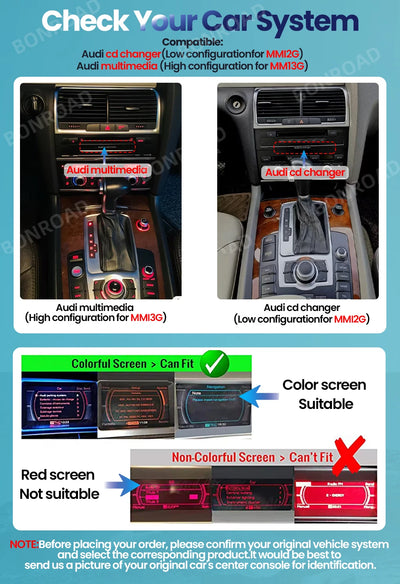 Autoradio Audi Q7 4L 2005-2015 CarPlay Android Auto - vue de trois-quarts - Becquet Voiture