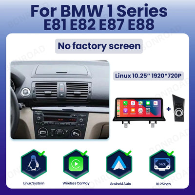 Autoradio BMW Série 1 E81 E82 E87 E88 CarPlay Écran 10,25 - vue de dessus - Becquet Voiture
