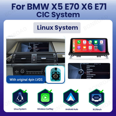 Autoradio BMW X5 E70 X6 E71 CarPlay Android Auto - vue de dessus - Becquet Voiture