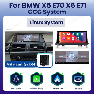 Autoradio BMW X5 E70 X6 E71 CarPlay Android Auto - vue rapprochée - Becquet Voiture
