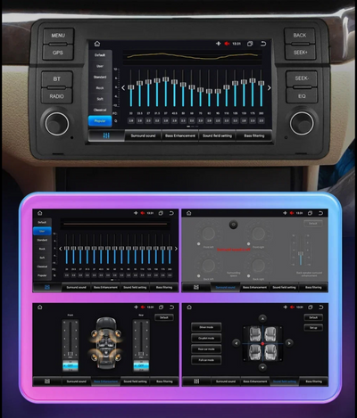 Autoradio CarPlay Android Auto 7 pouces BMW E46 1998-2005 - vue de trois-quarts - Becquet Voiture