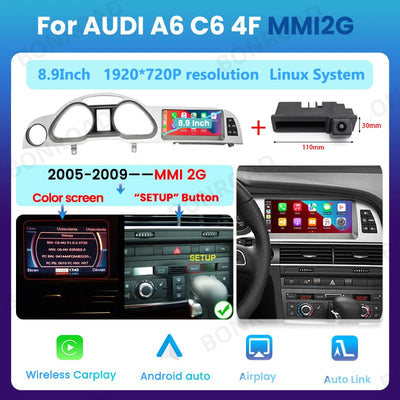 Autoradio CarPlay Android Auto Audi A6 C6 4F 2005-2015 - détail du montage - Becquet Voiture