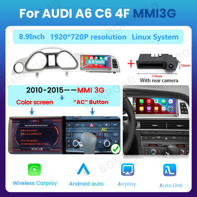 Autoradio CarPlay Android Auto Audi A6 C6 4F 2005-2015 - en situation - Becquet Voiture