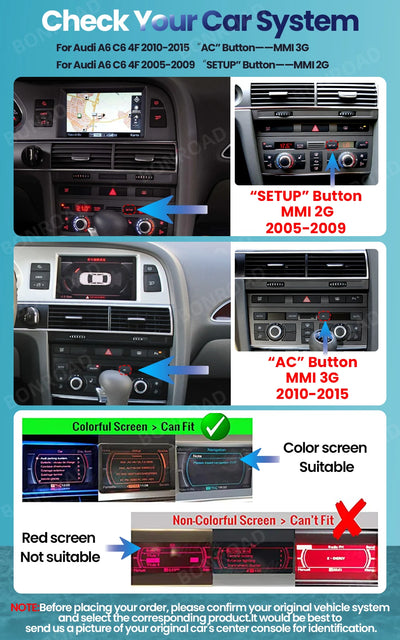 Autoradio CarPlay Android Auto Audi A6 C6 4F 2005-2015 - vue de trois-quarts - Becquet Voiture