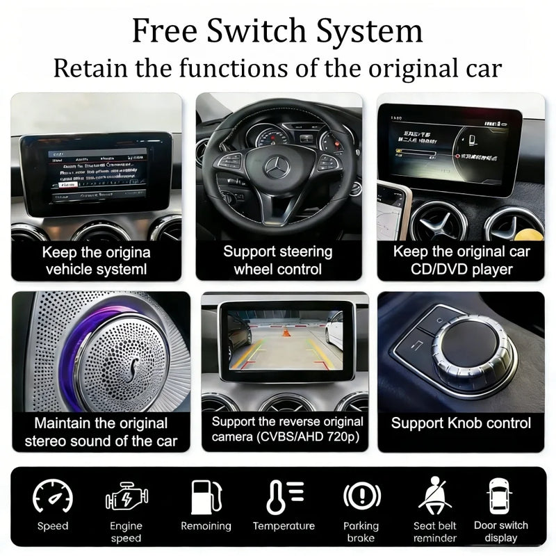 Autoradio CarPlay Android Auto Mercedes NTG4.5 - packshot studio - Becquet Voiture