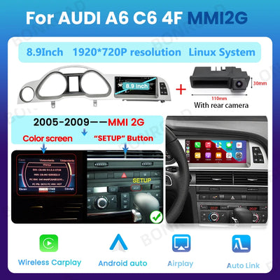 Autoradio CarPlay Audi A6 C6 4F 8.8 Pouces 2005-2015 - vue de dessus - Becquet Voiture