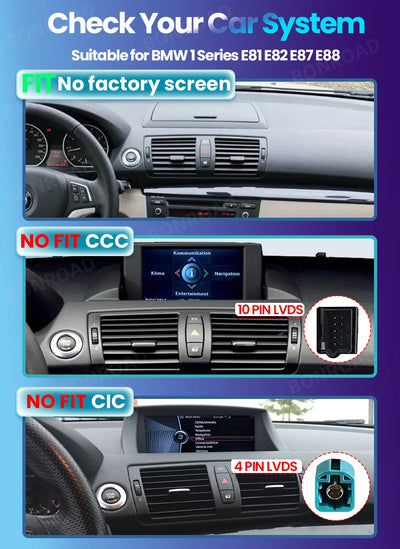Autoradio CarPlay BMW Série 1 E81 E82 E87 E88 2004-2013 - vue de profil - Becquet Voiture