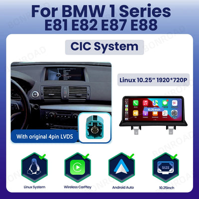 Autoradio CarPlay BMW Série 1 E81 E87 - vue de dessus - Becquet Voiture