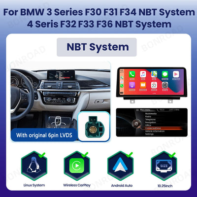 Autoradio CarPlay BMW Série 3 4 F30 F31 F33 F34 F36 - vue de dessus - Becquet Voiture