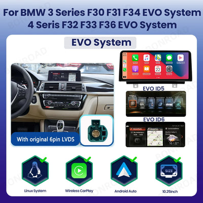Autoradio CarPlay BMW Série 3 4 F30 F31 F33 F34 F36 - vue rapprochée - Becquet Voiture