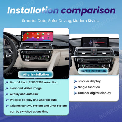 Autoradio CarPlay BMW Série 3 F30 F31 - vue arrière - Becquet Voiture