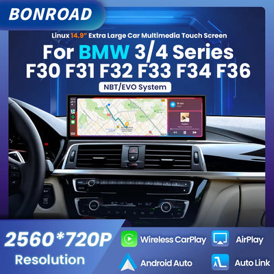 Autoradio CarPlay BMW Série 3 F30 F31 - vue de face - Becquet Voiture