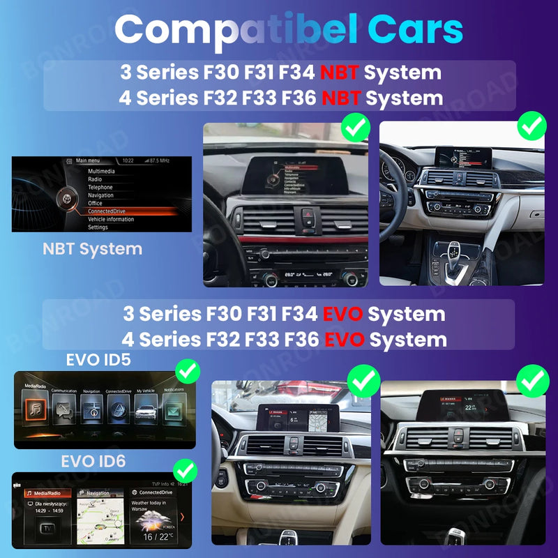 Autoradio CarPlay BMW Série 3 F30 F31 - vue de profil - Becquet Voiture