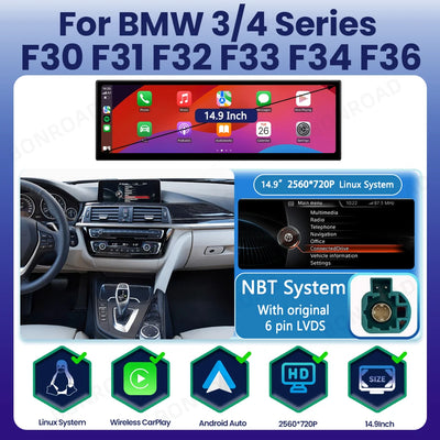 Autoradio CarPlay BMW Série 3 F30 F31 - vue rapprochée - Becquet Voiture