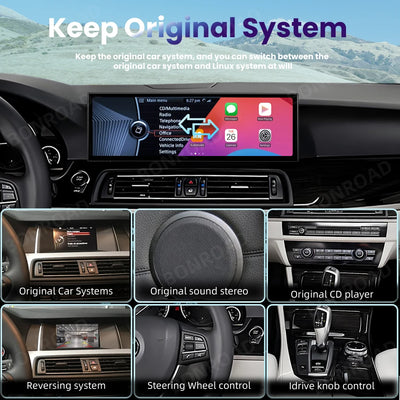 Autoradio CarPlay BMW Série 5 F10 F11 Écran 14.9 Pouces - installé sur véhicule - Becquet Voiture
