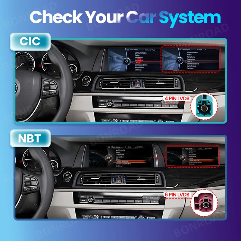 Autoradio CarPlay BMW Série 5 F10 F11 Écran 14.9 Pouces - vue de profil - Becquet Voiture