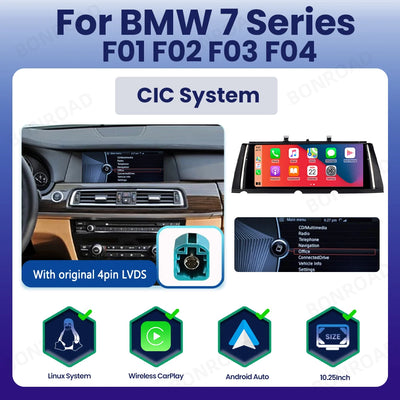 Autoradio CarPlay BMW Série 7 F01 F02 - détail du montage - Becquet Voiture
