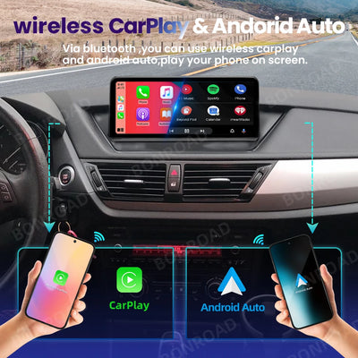 Autoradio CarPlay BMW X1 E84 - vue de trois-quarts - Becquet Voiture