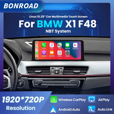 Autoradio CarPlay BMW X1 F48 - vue de face - Becquet Voiture