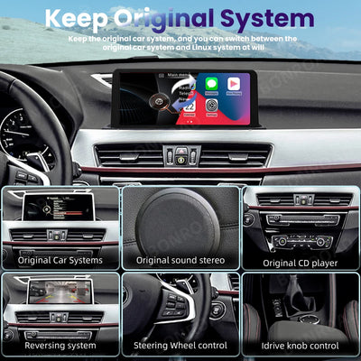Autoradio CarPlay BMW X1 F48 - vue de trois-quarts - Becquet Voiture