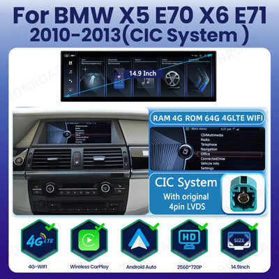 Autoradio CarPlay BMW X5 E70 X6 E71 2007-2013 - détail du montage - Becquet Voiture