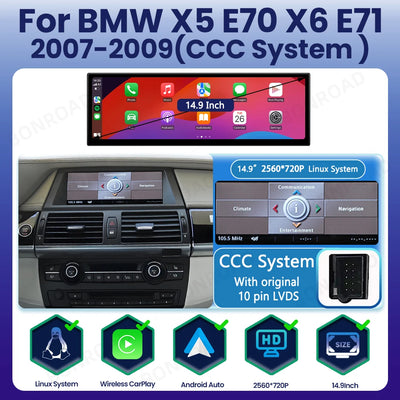 Autoradio CarPlay BMW X5 E70 X6 E71 2007-2013 - en situation - Becquet Voiture