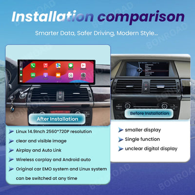 Autoradio CarPlay BMW X5 E70 X6 E71 2007-2013 - vue arrière - Becquet Voiture