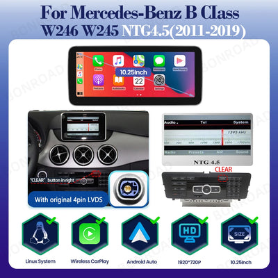 Autoradio CarPlay Mercedes Classe B W245 W246 2011-2019 - vue de dessus - Becquet Voiture