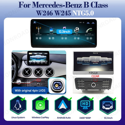 Autoradio CarPlay Mercedes Classe B W245 W246 - détail du montage - Becquet Voiture