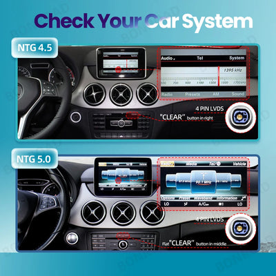 Autoradio CarPlay Mercedes Classe B W245 W246 - vue arrière - Becquet Voiture