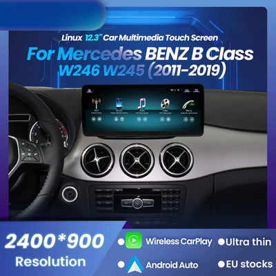 Autoradio CarPlay Mercedes Classe B W245 W246 - vue de face - Becquet Voiture