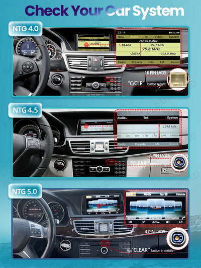Autoradio CarPlay Mercedes Classe E W212 - vue arrière - Becquet Voiture