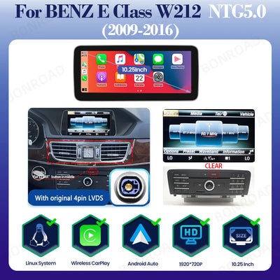 Autoradio CarPlay Mercedes Classe E W212 - vue de profil 2 - Becquet Voiture
