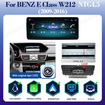 Autoradio CarPlay Mercedes Classe E W212 - vue rapprochée - Becquet Voiture