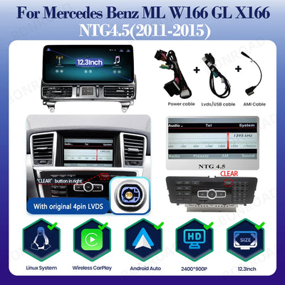Autoradio CarPlay Mercedes ML GL GLS GLE W166 X166 - détail du montage - Becquet Voiture
