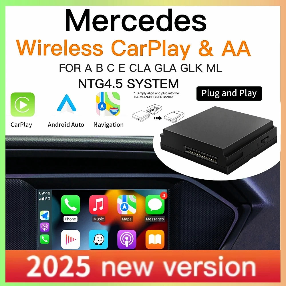 Autoradio CarPlay Mercedes NTG4.5 Android Auto - vue de face - Becquet Voiture