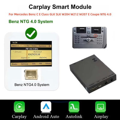Autoradio CarPlay Sans Fil Mercedes Classe C E W204 - détail du montage - Becquet Voiture