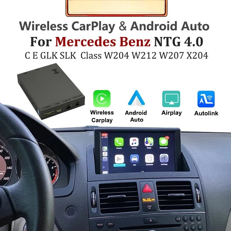Autoradio CarPlay Sans Fil Mercedes Classe C E W204 - vue de face - Becquet Voiture