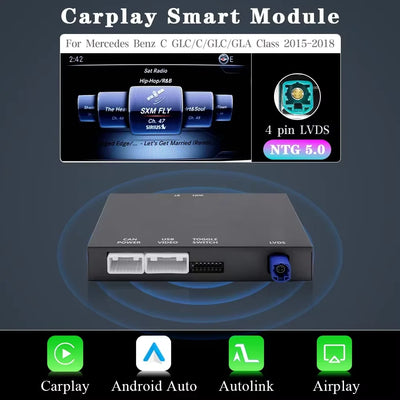 Autoradio CarPlay Sans Fil Mercedes GLK Classe E - détail du montage - Becquet Voiture