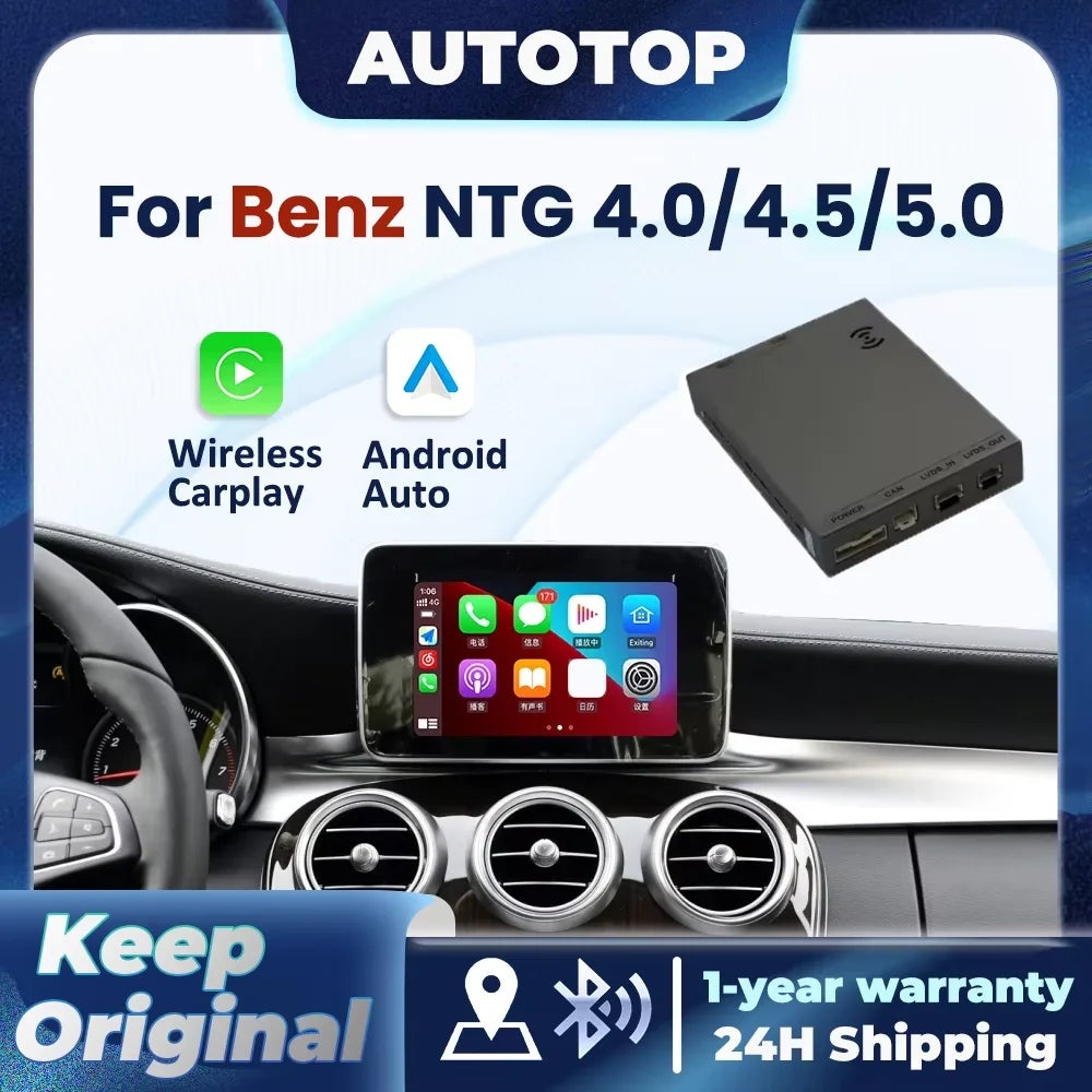 Autoradio CarPlay Sans Fil Mercedes GLK Classe E - vue de face - Becquet Voiture
